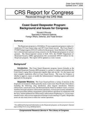 Primary view of object titled 'Coast Guard Deepwater Program: Background and Issues for Congress'.