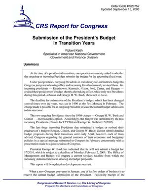 Primary view of object titled 'Submission of the President's Budget in Transition Years'.