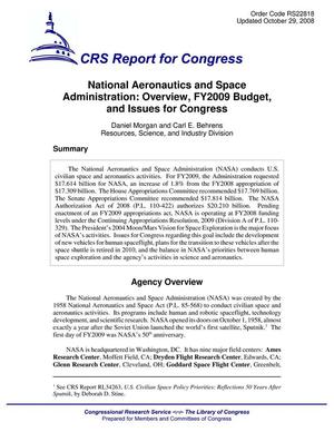 Primary view of object titled 'National Aeronautics and Space Administration: Overview, FY2009 Budget, and Issues for Congress'.