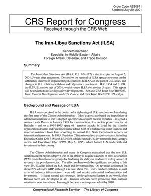 Primary view of object titled 'The Iran-Libya Sanctions Act (ILSA)'.