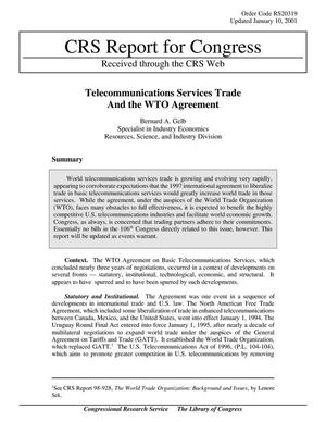 Primary view of object titled 'Telecommunications Services Trade and the WTO Agreement'.