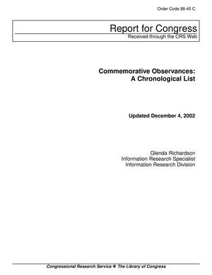 Primary view of object titled 'Commemorative Observances: A Chronological List'.