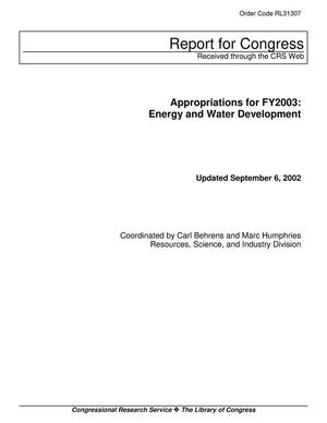 Primary view of object titled 'Appropriations for FY2003: Energy and Water Development'.