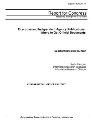 Primary view of object titled 'Executive and Independent Agency Publications: Where to Get Official Documents'.