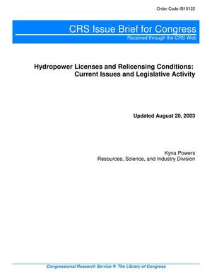 Primary view of object titled 'Hydropower Licenses and Relicensing Conditions: Current Issues and Legislative Activity'.
