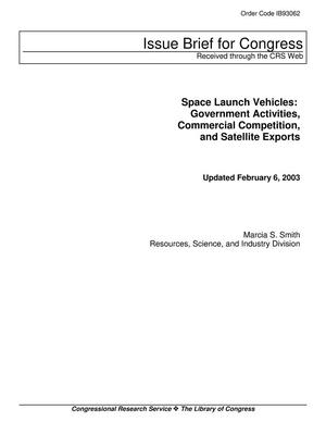Primary view of object titled 'Space Launch Vehicles: Government Activities, Commercial Competition, and Satellite Exports'.