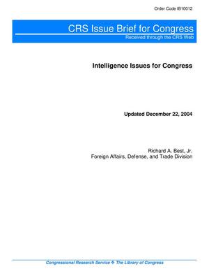 Primary view of object titled 'Intelligence Issues for Congress'.