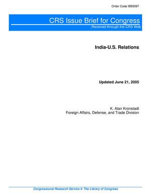 Primary view of object titled 'India-U.S. Relations'.
