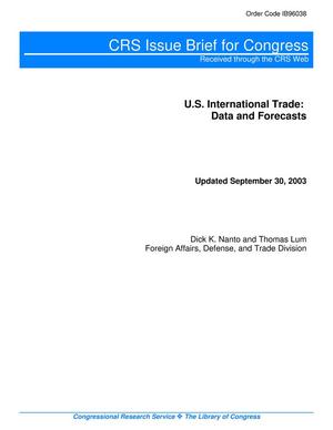 Primary view of object titled 'U.S. International Trade: Data and Forecasts'.