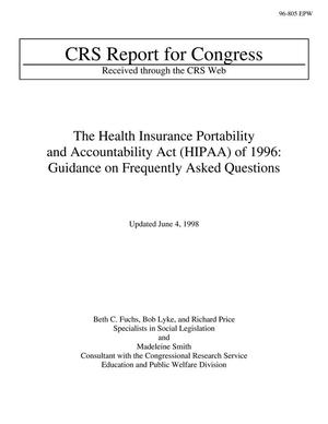 Primary view of object titled 'The Health Insurance Portability and Accountability Act (HIPAA) of 1996: Guidance on Frequently Asked Questions'.