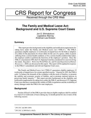 Primary view of object titled 'The Family and Medical Leave Act: Background and U.S. Supreme Court Cases'.