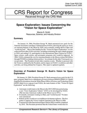 Primary view of object titled 'Space Exploration: Issues Concerning the "Vision for Space Exploration"'.