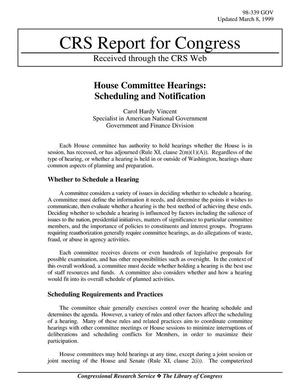 Primary view of object titled 'House Committee Hearings: Scheduling and Notification'.