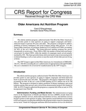 Primary view of object titled 'Older Americans Act Nutrition Program'.