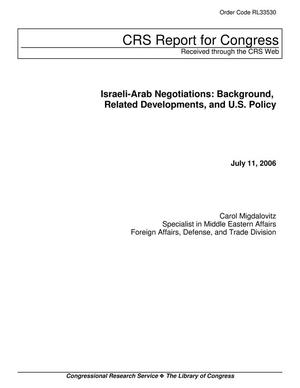 Primary view of object titled 'Israeli-Arab Negotiations: Background, Conflict, and U.S. Policy'.