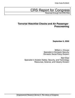 Primary view of object titled 'Terrorist Watchlist Checks and Air Passenger Prescreening'.
