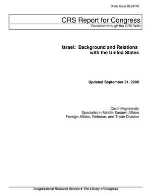 Primary view of object titled 'Israel: Background and Relations with the United States'.