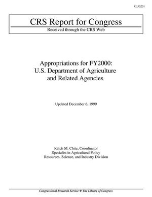 Primary view of object titled 'Appropriations for FY2000: U.S. Department of Agriculture and Related Agencies'.
