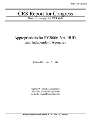 Primary view of object titled 'Appropriations for FY2000: VA, HUD, and Independent Agencies'.