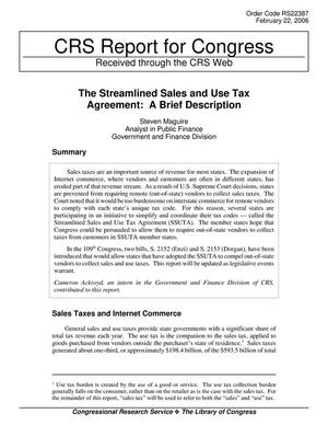 Primary view of object titled 'The Streamlined Sales and Use Tax Agreement: A Brief Description'.