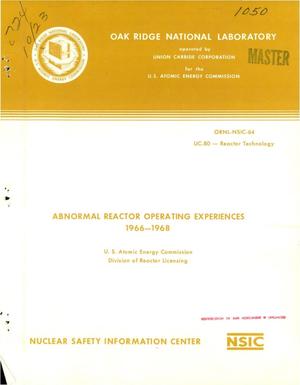 Primary view of object titled 'ABNORMAL REACTOR OPERATING EXPERIENCES, 1966--1968.'.