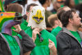 Photograph: [Students wear masks in support of team]