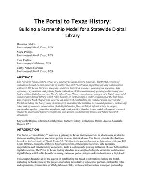 Primary view of object titled 'The Portal to Texas History: Building a Partnership Model for a Statewide Digital Library'.