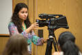 Photograph: [Andrea Czobor teaching students how to use broadcast cameras]