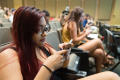 Thumbnail image of item number 1 in: '[Students on phones during Mayborn seminar]'.