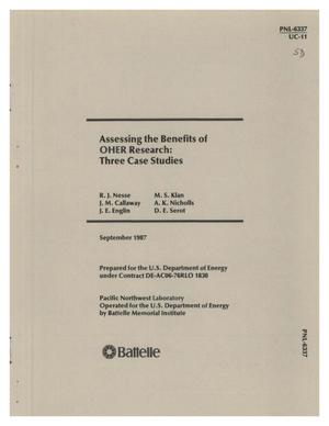Primary view of object titled 'Assessing the benefits of OHER (Office of Health and Environmental Research) research: Three case studies'.