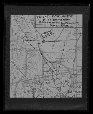 Primary view of object titled '[Photograph of a map of a flight test route for Bell Helicopters]'.