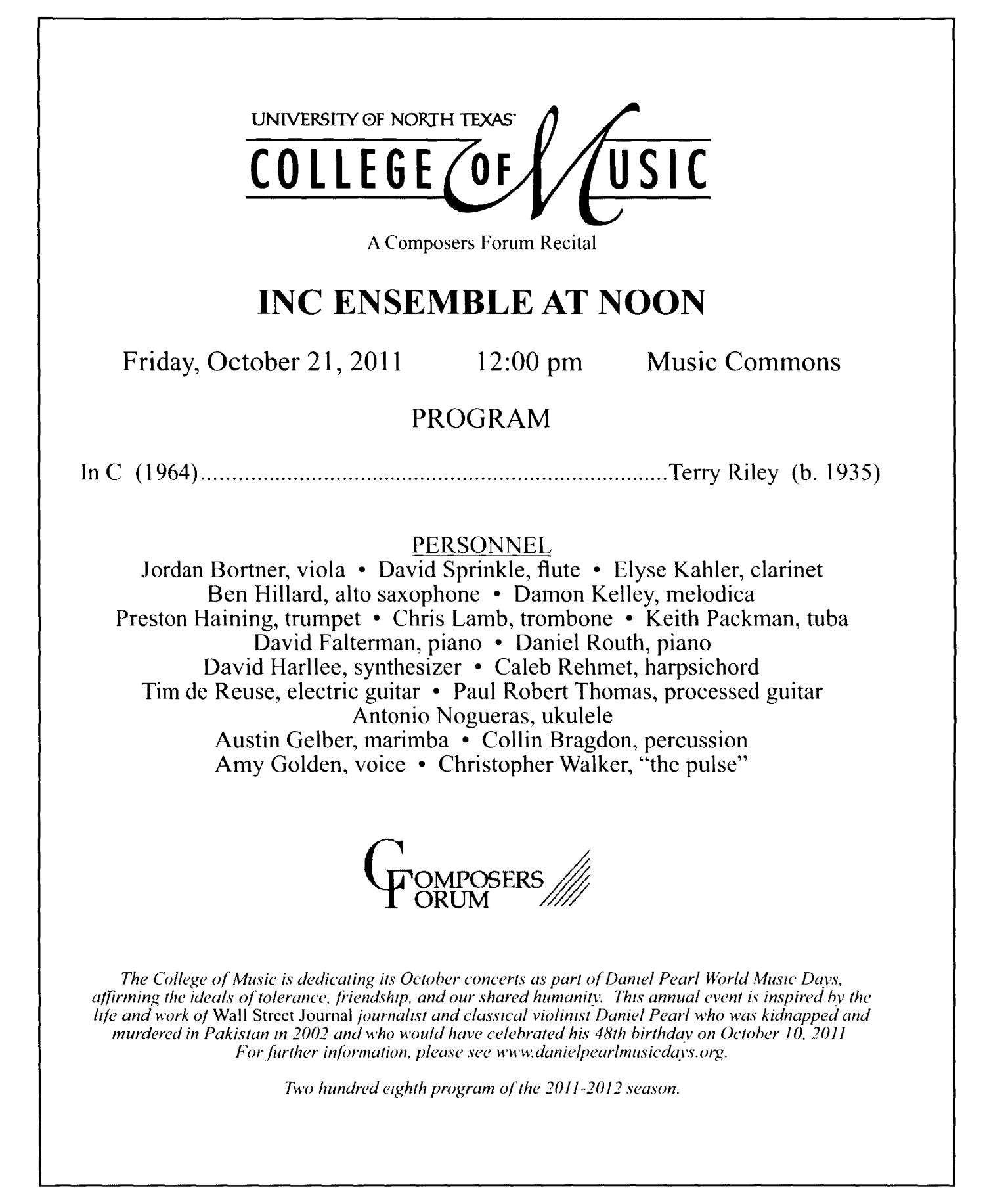 College of Music Program Book 2011-2012: Ensemble & Other Performances, Volume 1
                                                
                                                    315
                                                