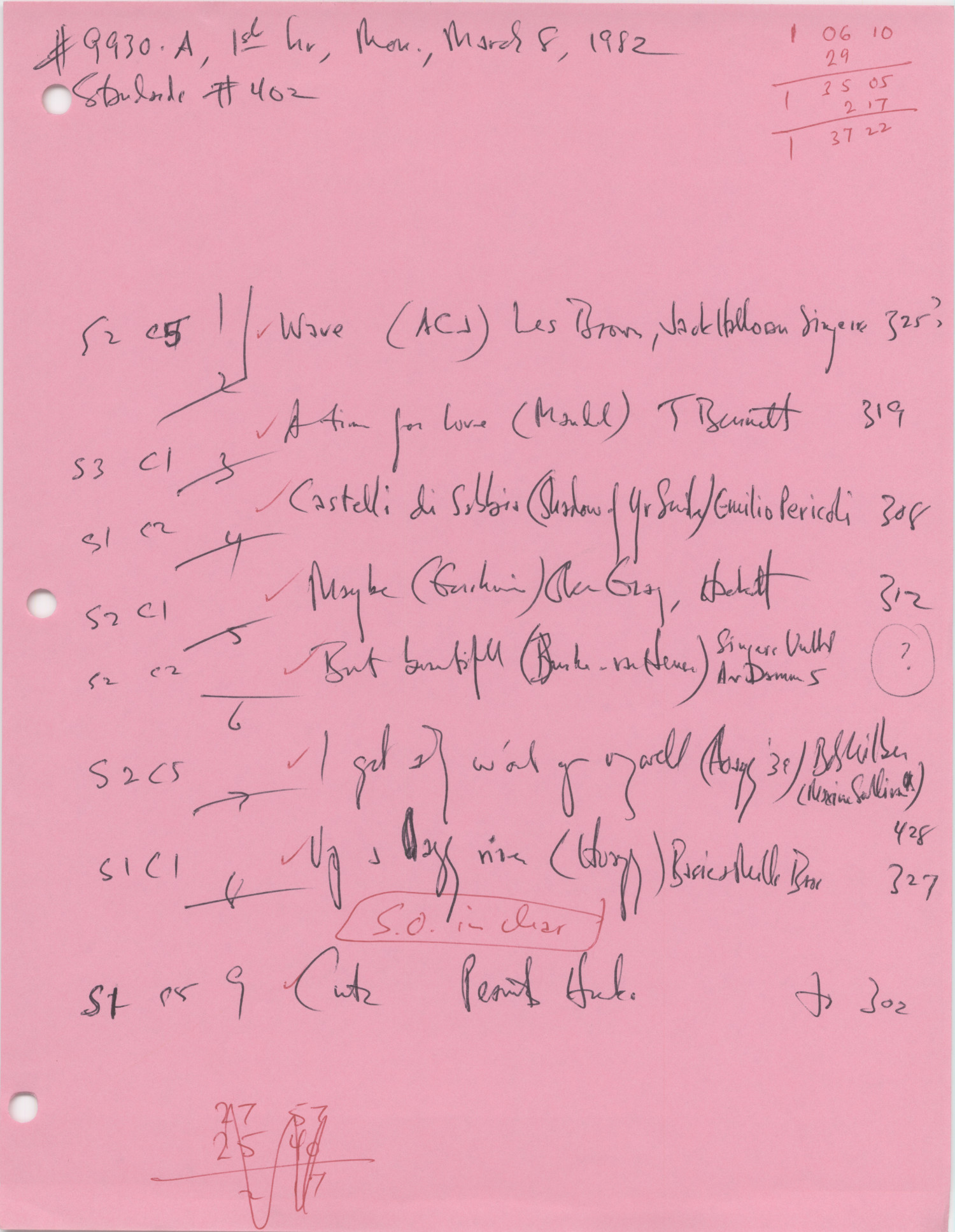 Hand-Written Program Lists, 1981-1982
                                                
                                                    [Sequence #]: 70 of 98
                                                