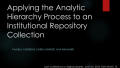 Primary view of Applying the Analytic Hierarchy Process to an Institutional Repository Collection