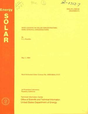 Primary view of object titled 'Wind loading on solar concentrators: some general considerations'.