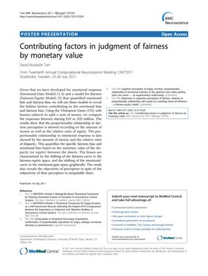 Primary view of object titled 'Contributing factors in judgement of fairness by monetary value'.