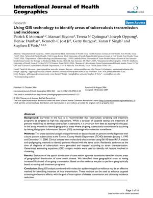 Primary view of object titled 'Using GIS technology to identify areas of tuberculosis transmission and incidence'.
