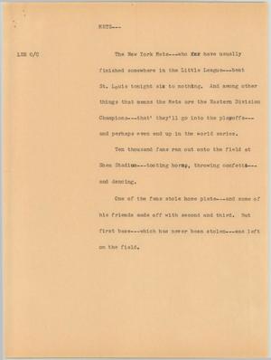 Primary view of object titled '[News Script: Mets]'.