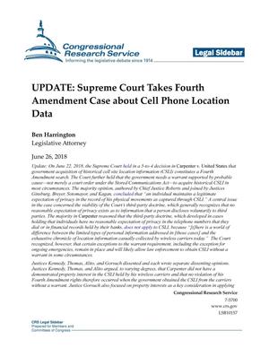Primary view of object titled 'UPDATE: Supreme Court Takes Fourth Amendment Case about Cell Phone Location Data'.