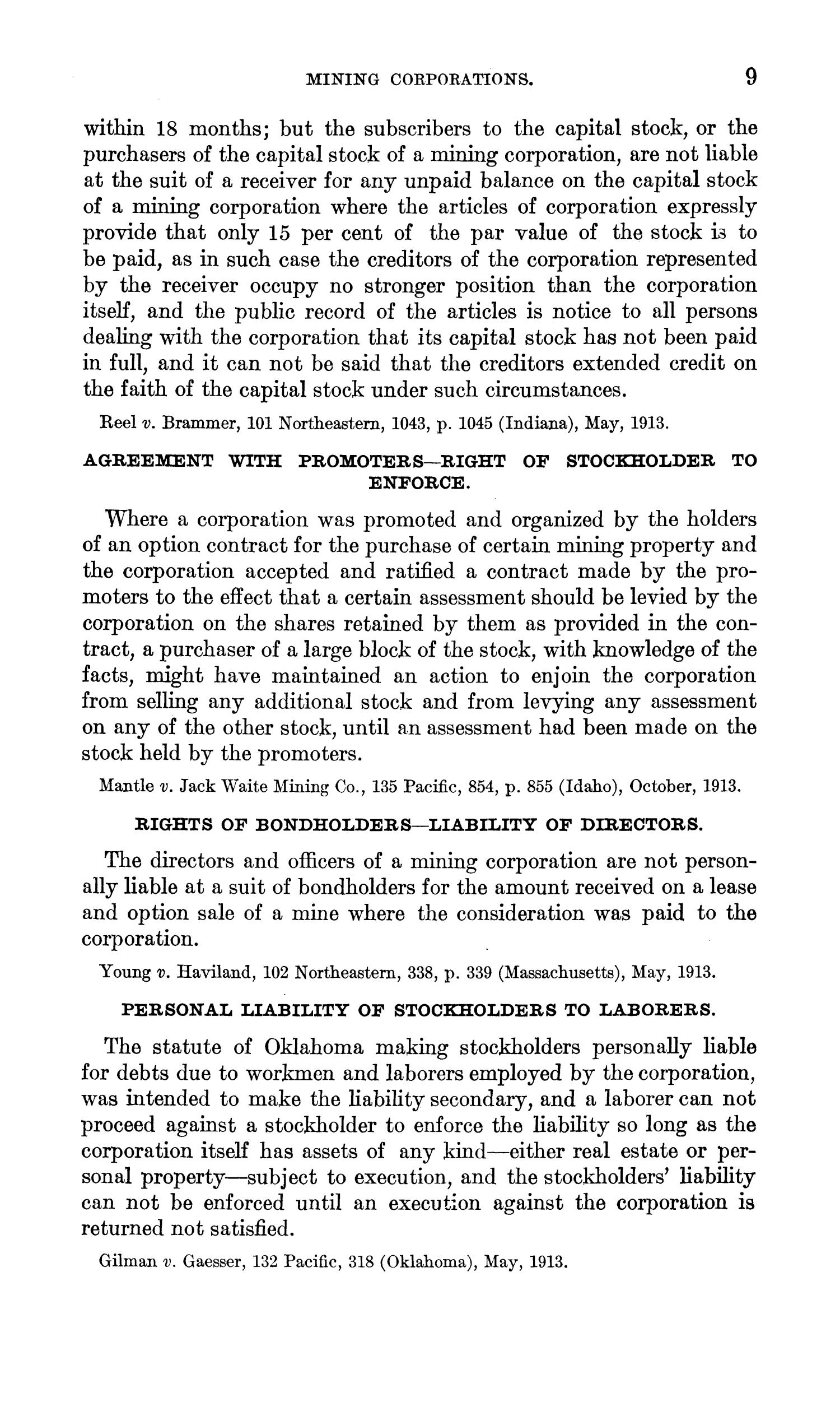 Abstracts of Current Decisions on Mines and Mining: March to December, 1913
                                                
                                                    9
                                                