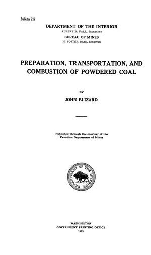 Primary view of object titled 'Preparation, Transportation, and Combustion of Powdered Coal'.