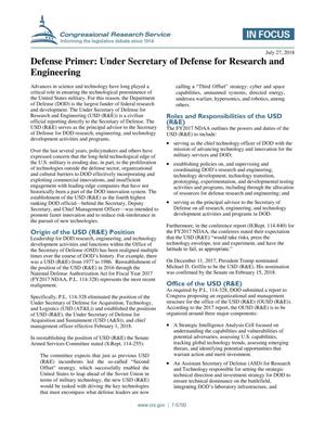 Primary view of object titled 'Defense Primer: Under Secretary of Defense for Research and Engineering'.