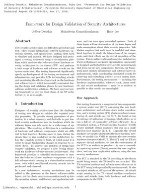 Primary view of object titled 'Framework for Design Validation of Security Architectures'.