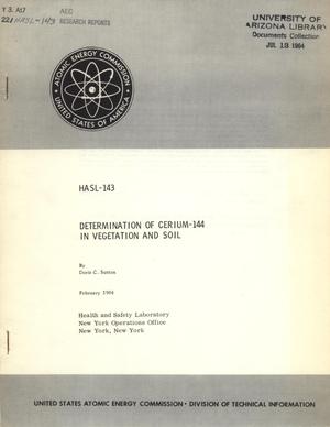 Primary view of object titled 'Determination of Cerium-144 in Vegetation and Soil'.
