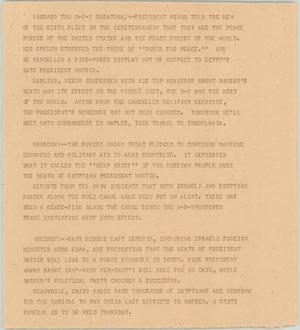 Primary view of object titled '[News Script: Late president Nasser]'.
