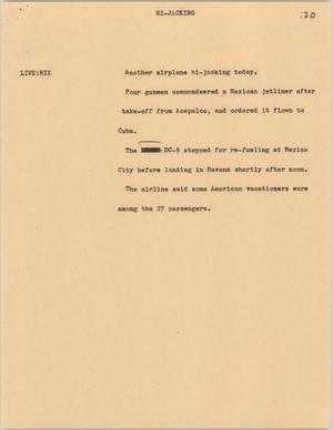 Primary view of object titled '[News Script: Hijacking]'.