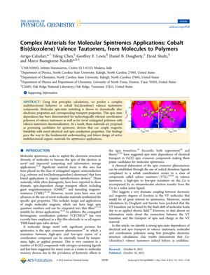 Primary view of object titled 'Complex Materials for Molecular Spintronics Applications: Cobalt Bis(dioxolene) Valence Tautomers, from Molecules to Polymers'.