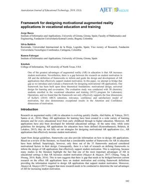 Primary view of object titled 'Framework for designing motivational augmented reality applications in vocational education and training'.