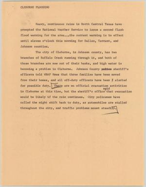 Primary view of object titled '[News Script: Cleburne flooding]'.
