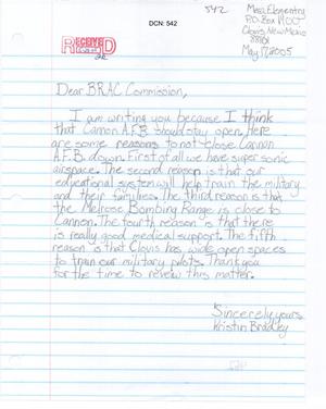 Primary view of object titled 'Cannon Air Force Base - LTR ICO - Mesa Elementary Student'.